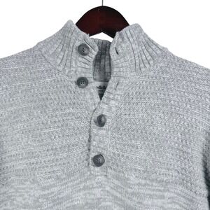 Goodfellow & Co Mens Grey Marl Textured Mock Neck Button Pullover Sweater Large